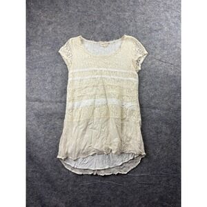 Meadow Rue Anthropologie Women's S Cream Lace Top Shirt Fairy Coastal Artsy Boho